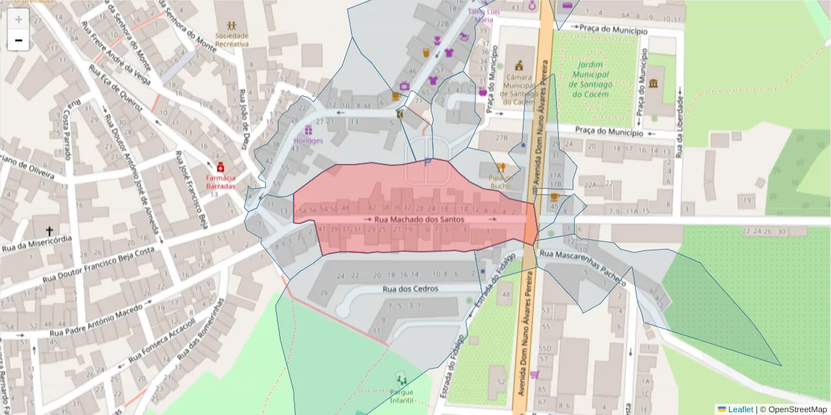 Mapa detalhado do código postal 7540-197 com limites, códigos postais vizinhos e agências dos correios