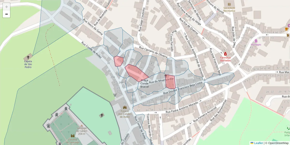 Mapa detalhado do código postal 7540-202 com limites, códigos postais vizinhos e agências dos correios