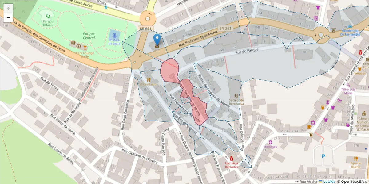 Mapa detalhado do código postal 7540-206 com limites, códigos postais vizinhos e agências dos correios