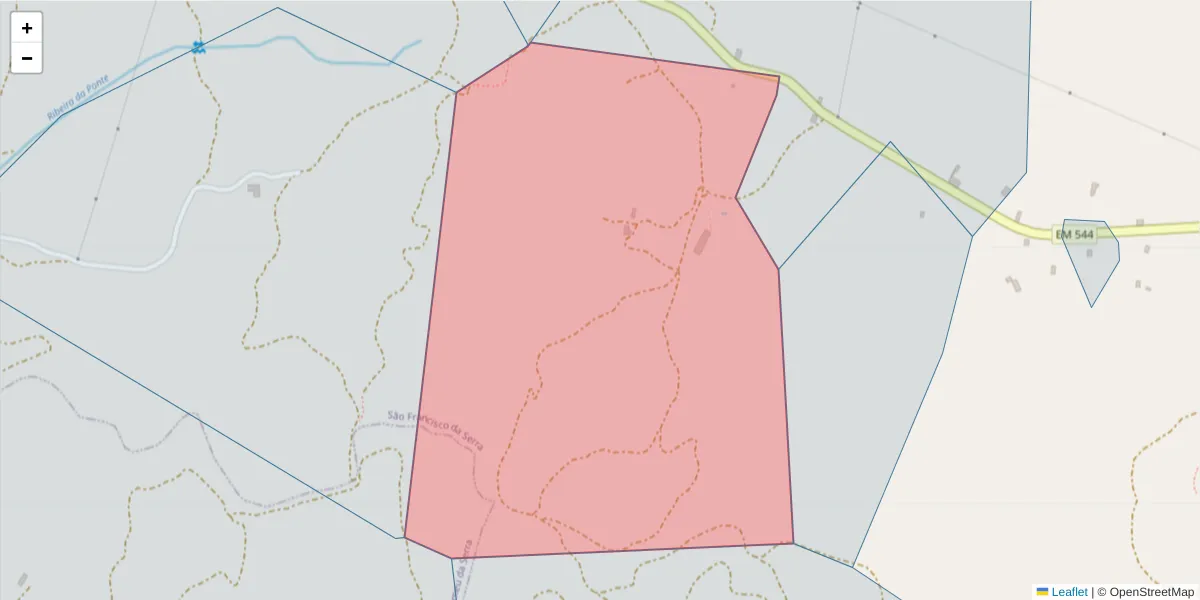 Mapa detalhado do código postal 7540-520 com limites, códigos postais vizinhos e agências dos correios