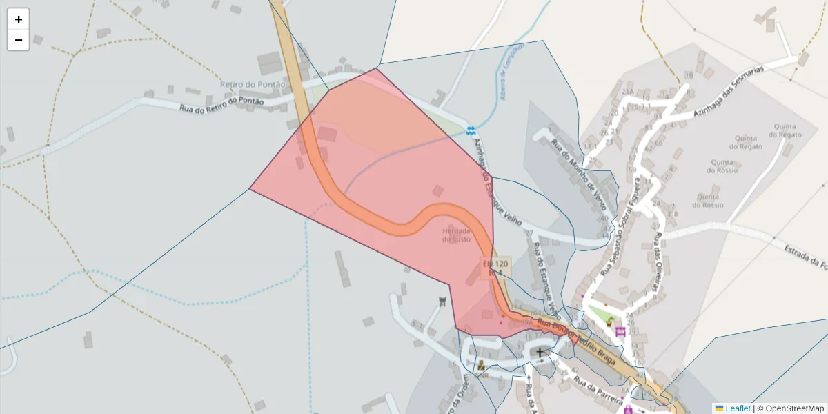 Mapa detalhado do código postal 7555-139 com limites, códigos postais vizinhos e agências dos correios