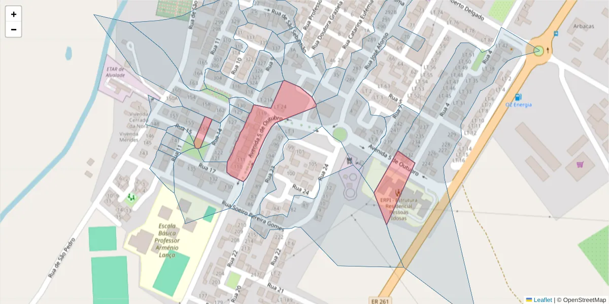 Mapa detalhado do código postal 7565-011 com limites, códigos postais vizinhos e agências dos correios