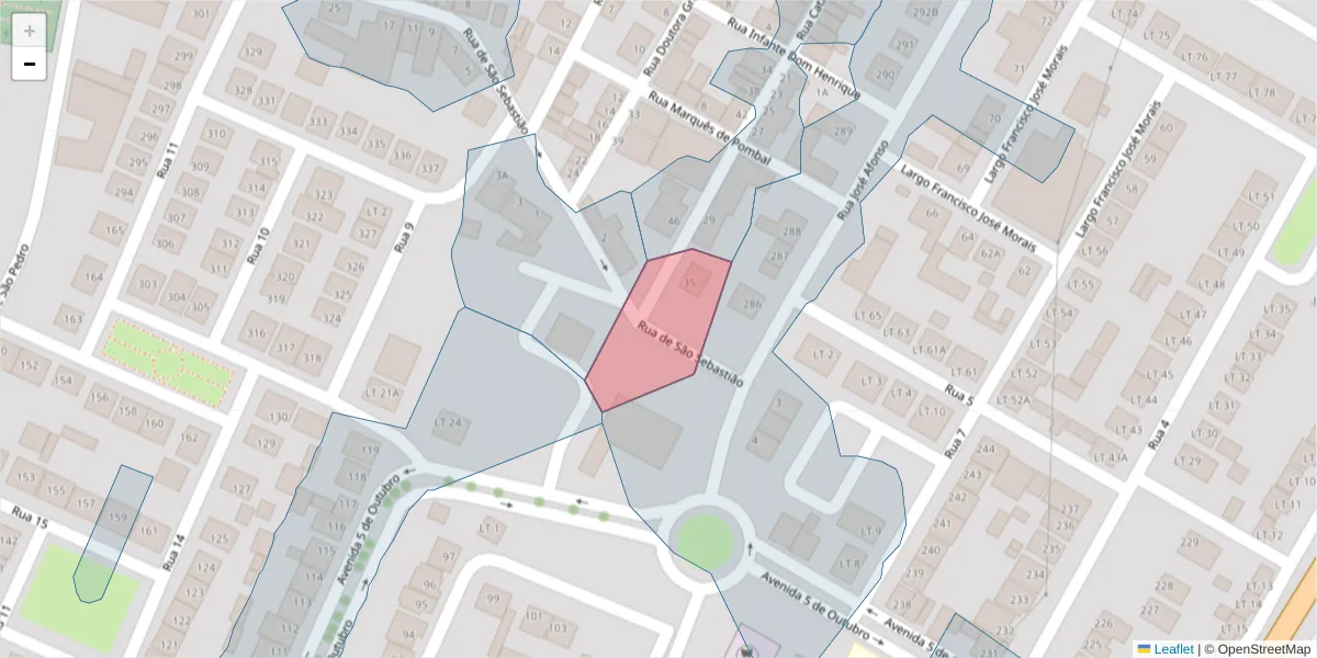 Mapa detalhado do código postal 7565-018 com limites, códigos postais vizinhos e agências dos correios