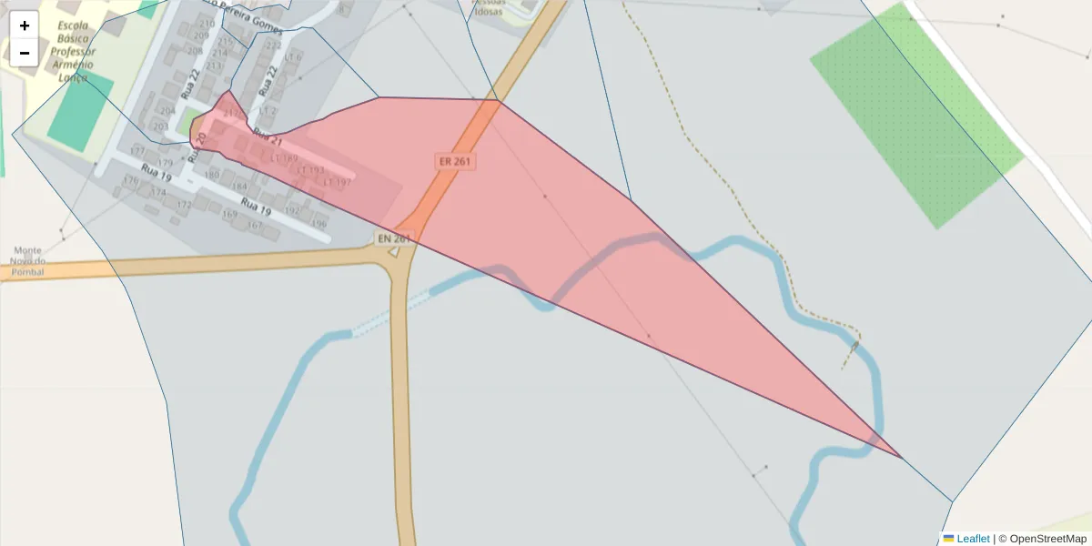 Mapa detalhado do código postal 7565-034 com limites, códigos postais vizinhos e agências dos correios