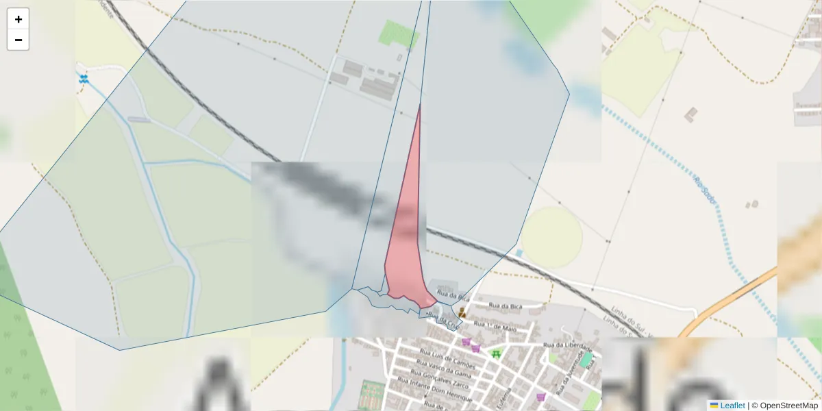 Mapa detalhado do código postal 7565-055 com limites, códigos postais vizinhos e agências dos correios