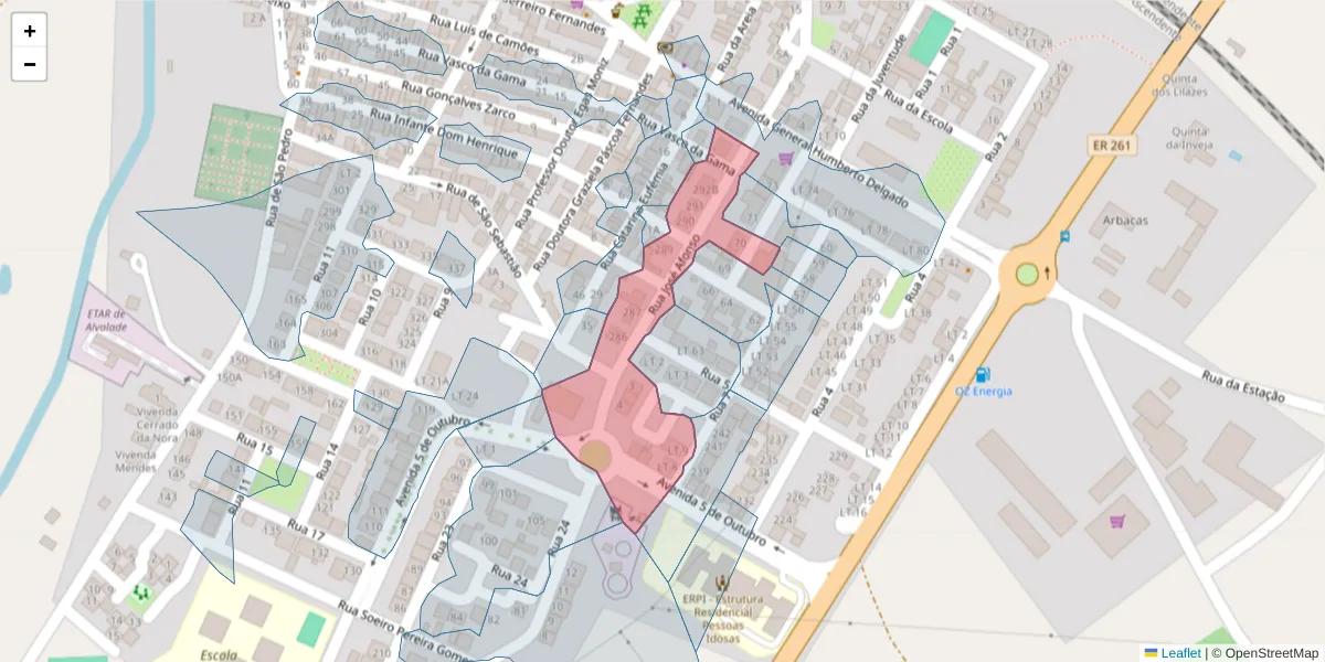 Mapa detalhado do código postal 7565-062 com limites, códigos postais vizinhos e agências dos correios