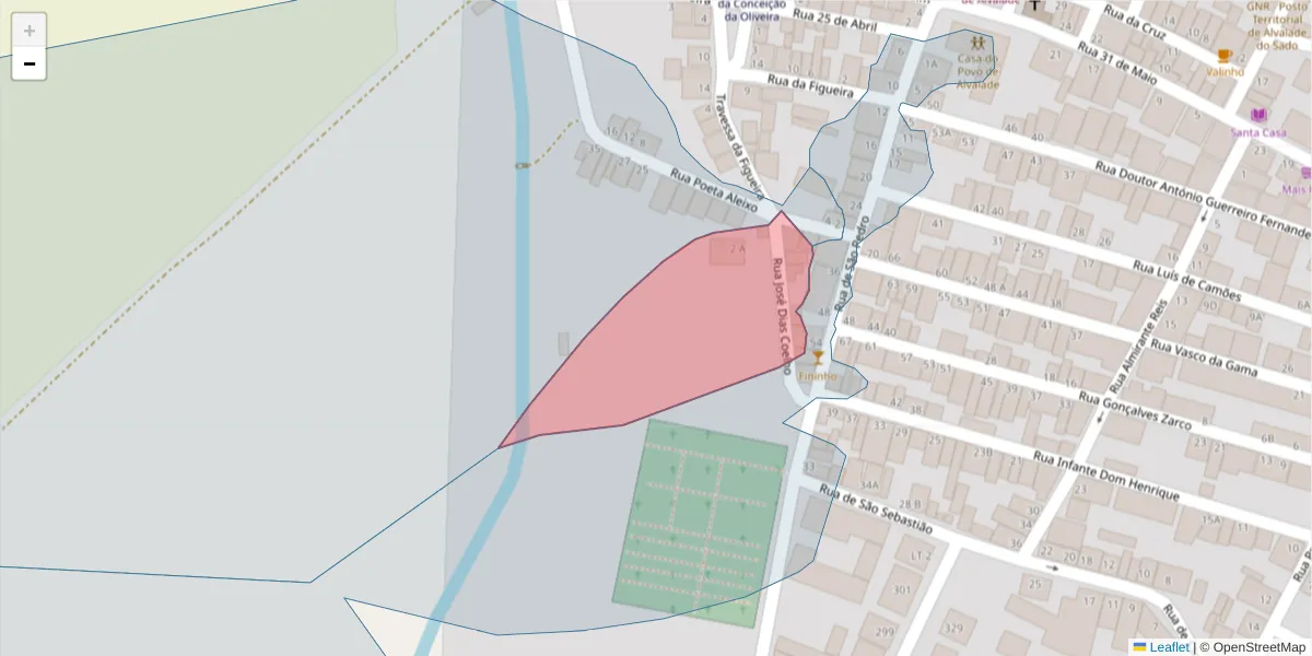 Mapa detalhado do código postal 7565-063 com limites, códigos postais vizinhos e agências dos correios