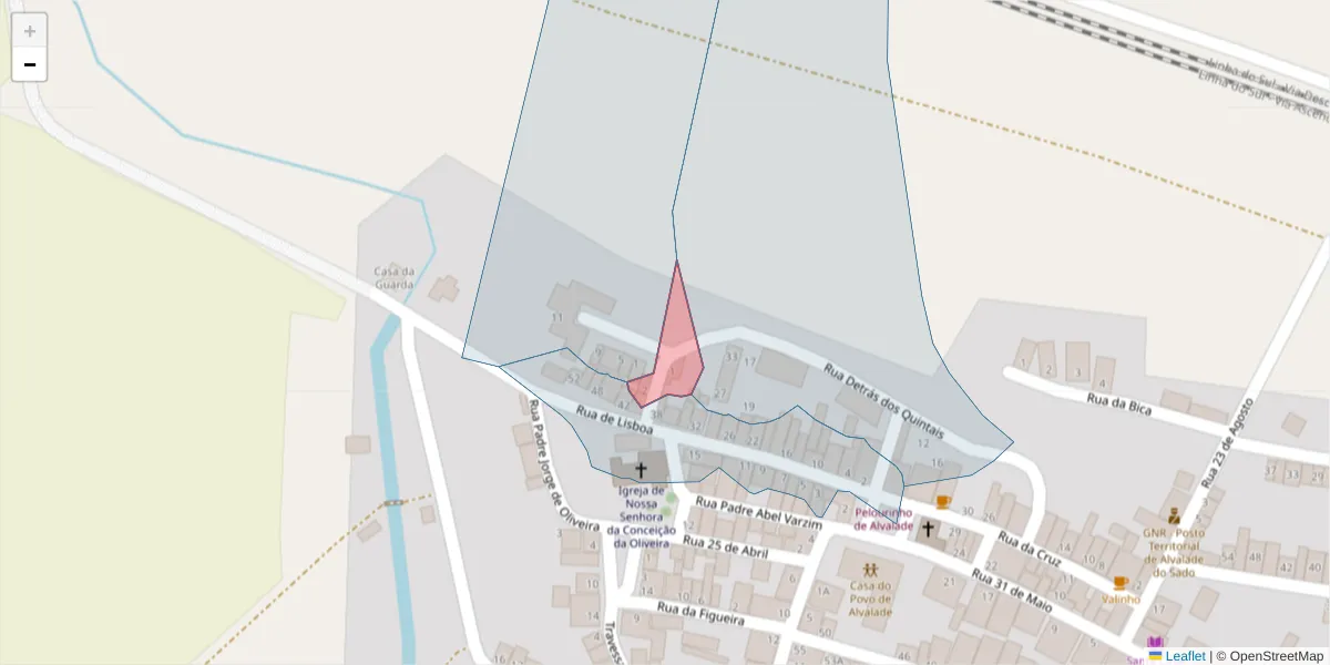 Mapa detalhado do código postal 7565-075 com limites, códigos postais vizinhos e agências dos correios