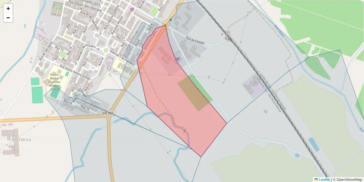 Mapa detalhado do código postal 7565-088 com limites, códigos postais vizinhos e agências dos correios