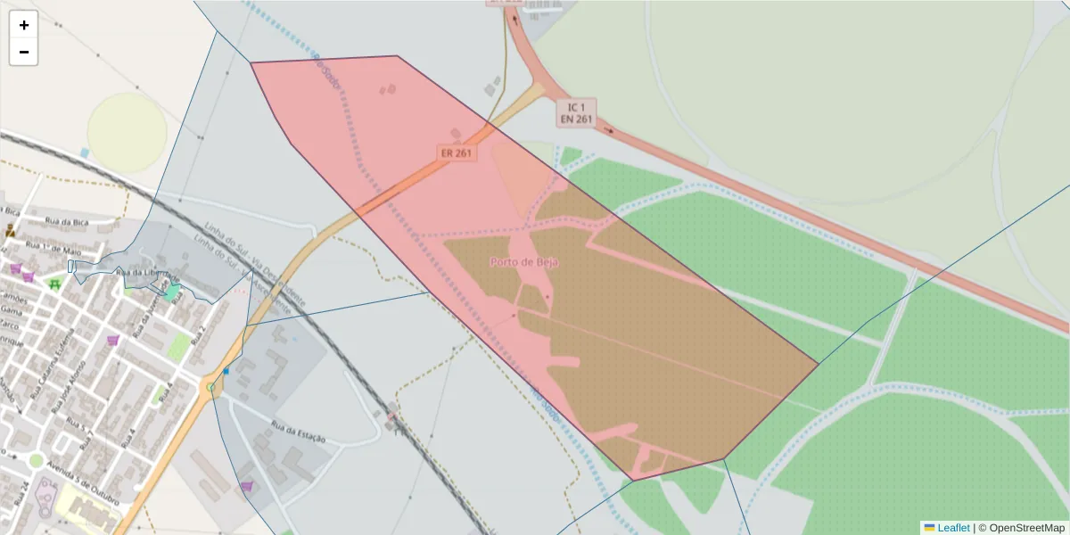 Mapa detalhado do código postal 7565-117 com limites, códigos postais vizinhos e agências dos correios