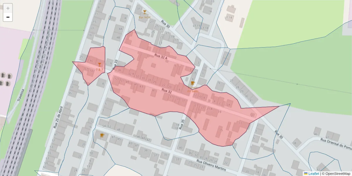Mapa detalhado do código postal 7565-213 com limites, códigos postais vizinhos e agências dos correios