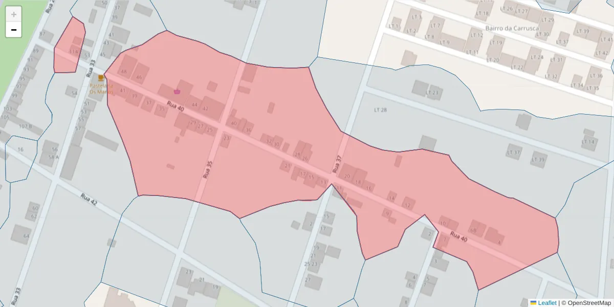 Mapa detalhado do código postal 7565-221 com limites, códigos postais vizinhos e agências dos correios