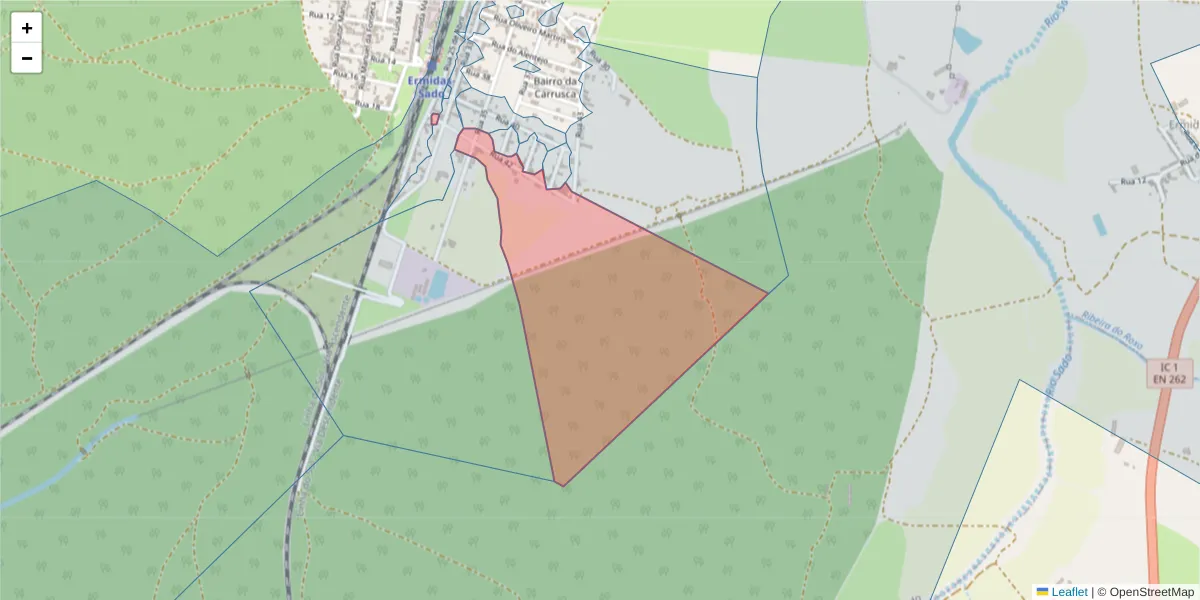 Mapa detalhado do código postal 7565-223 com limites, códigos postais vizinhos e agências dos correios