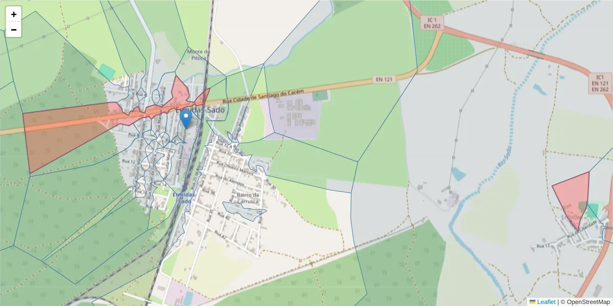 Mapa detalhado do código postal 7565-226 com limites, códigos postais vizinhos e agências dos correios
