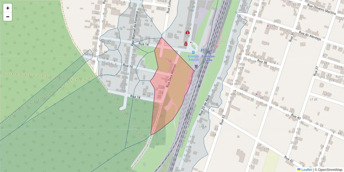 Mapa detalhado do código postal 7565-232 com limites, códigos postais vizinhos e agências dos correios