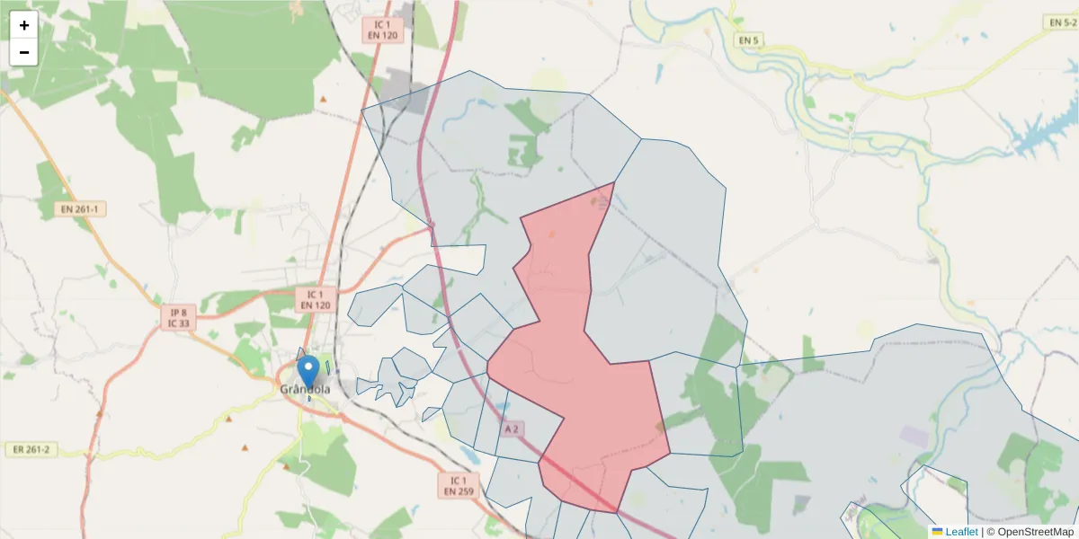 Mapa detalhado do código postal 7570-109 com limites, códigos postais vizinhos e agências dos correios