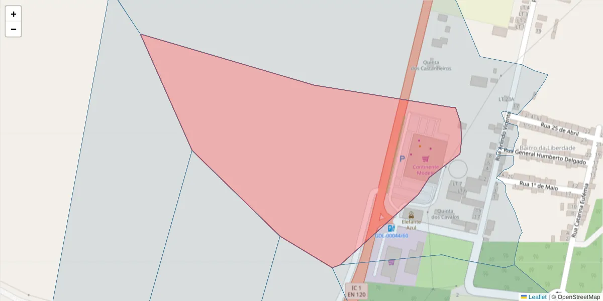 Mapa detalhado do código postal 7570-125 com limites, códigos postais vizinhos e agências dos correios