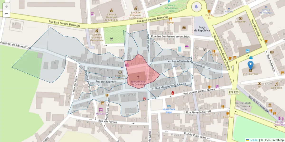 Mapa detalhado do código postal 7570-139 com limites, códigos postais vizinhos e agências dos correios