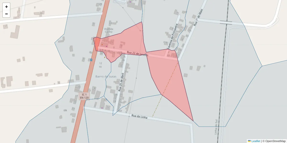 Mapa detalhado do código postal 7570-156 com limites, códigos postais vizinhos e agências dos correios