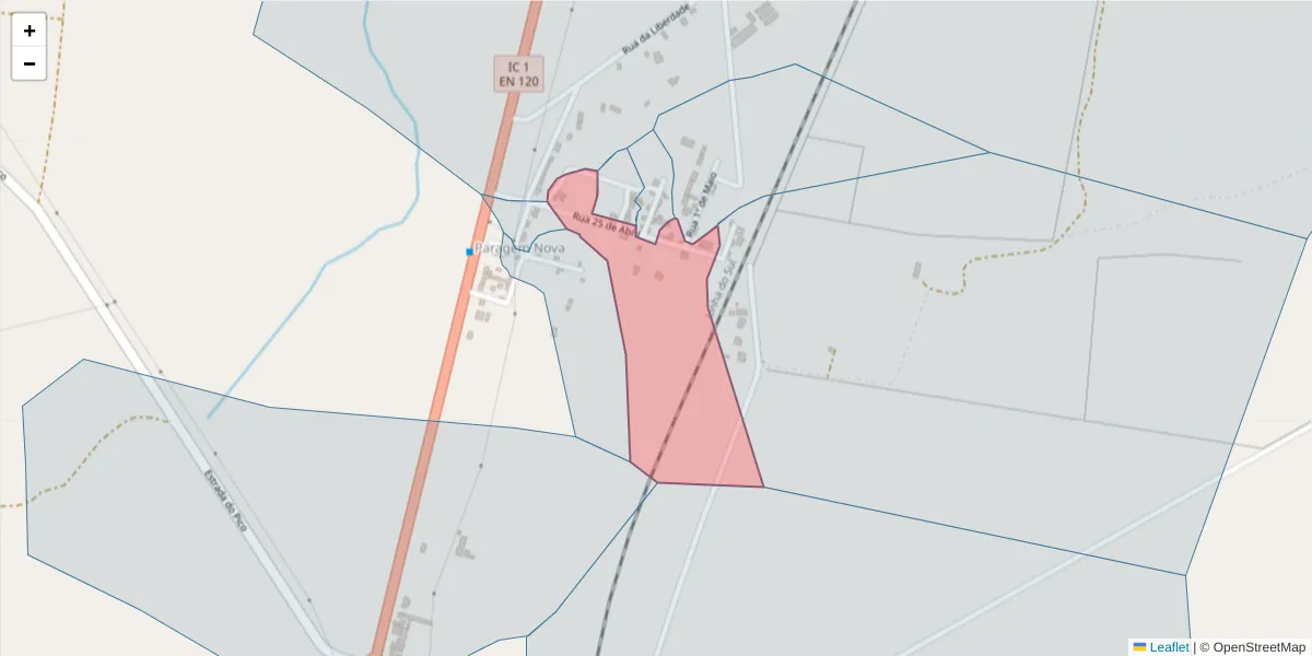 Mapa detalhado do código postal 7570-160 com limites, códigos postais vizinhos e agências dos correios