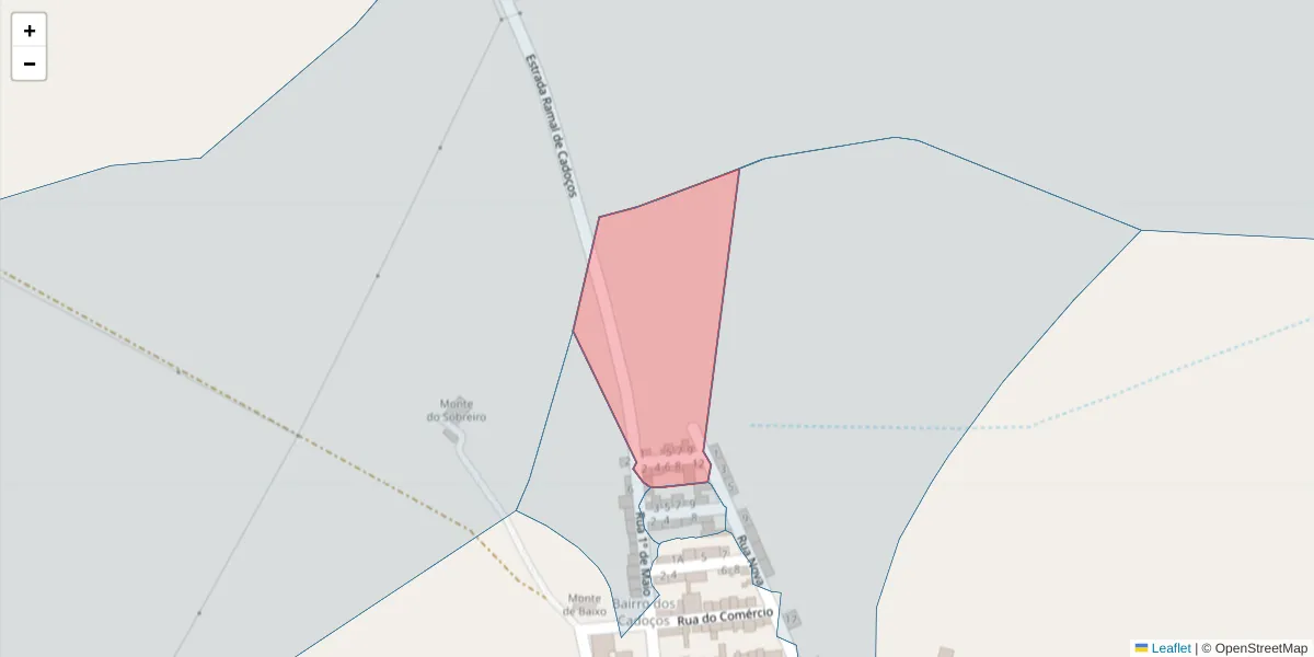 Mapa detalhado do código postal 7570-164 com limites, códigos postais vizinhos e agências dos correios