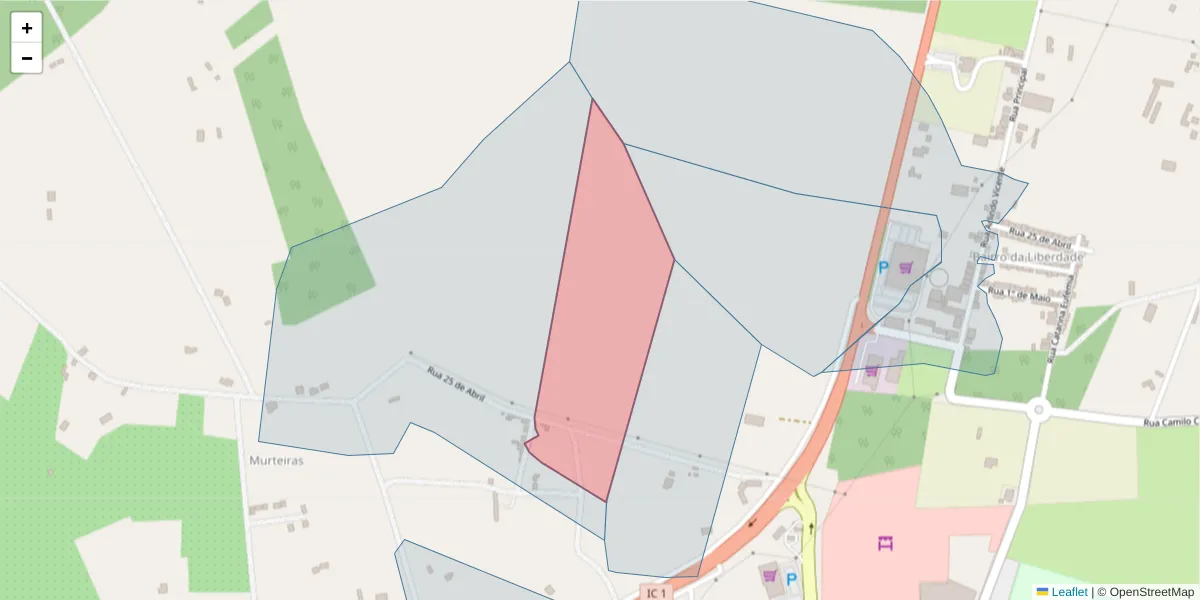 Mapa detalhado do código postal 7570-168 com limites, códigos postais vizinhos e agências dos correios