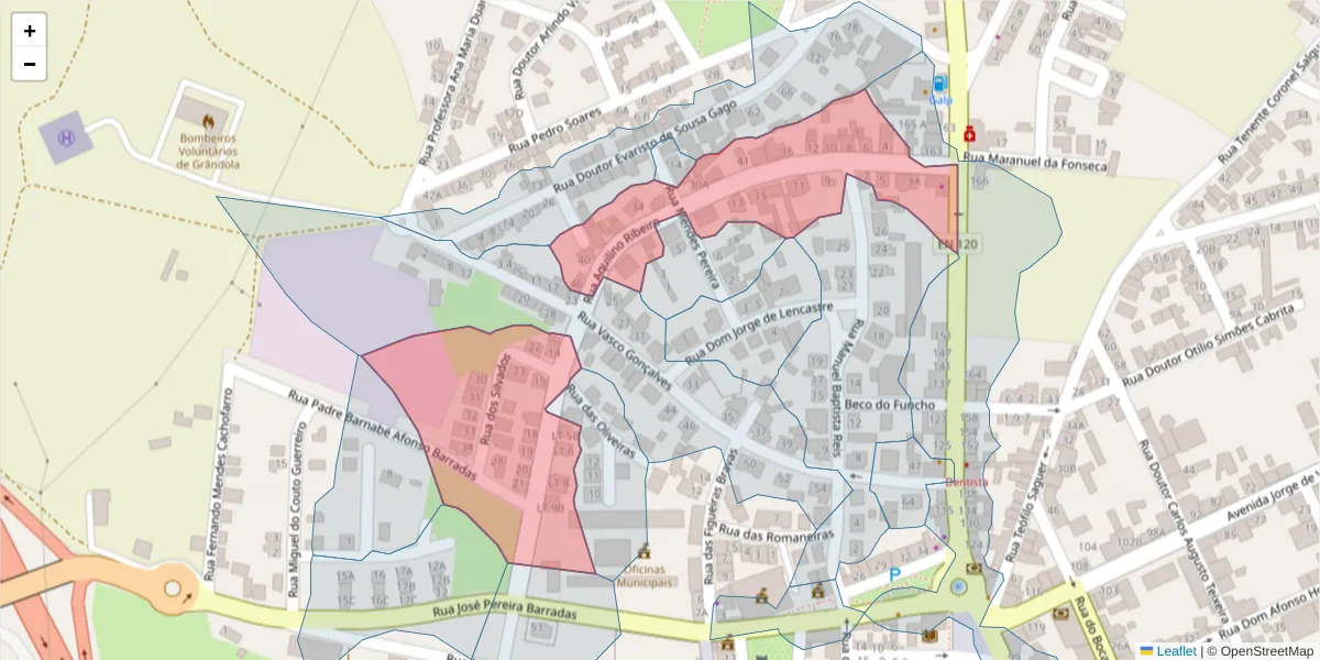 Mapa detalhado do código postal 7570-188 com limites, códigos postais vizinhos e agências dos correios