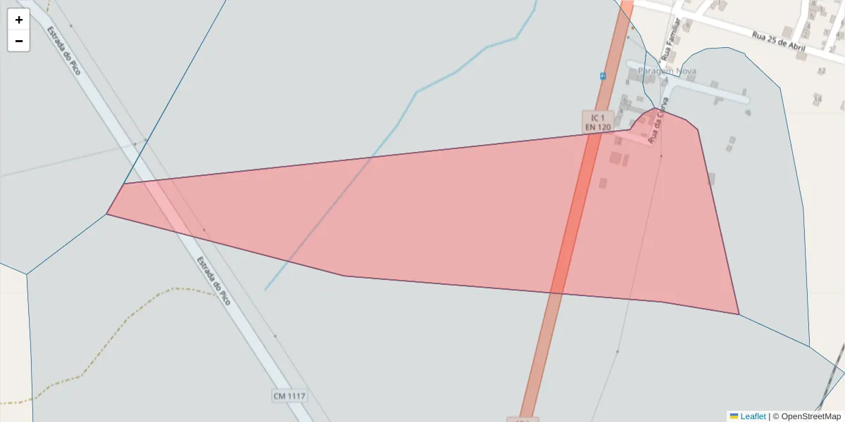 Mapa detalhado do código postal 7570-206 com limites, códigos postais vizinhos e agências dos correios