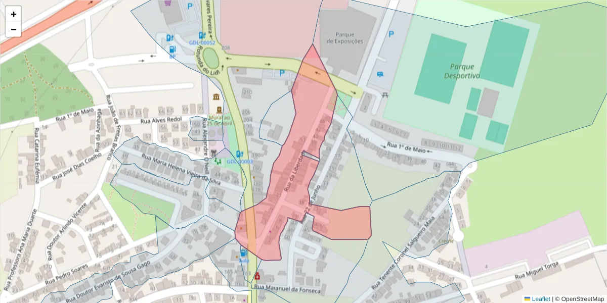 Mapa detalhado do código postal 7570-213 com limites, códigos postais vizinhos e agências dos correios