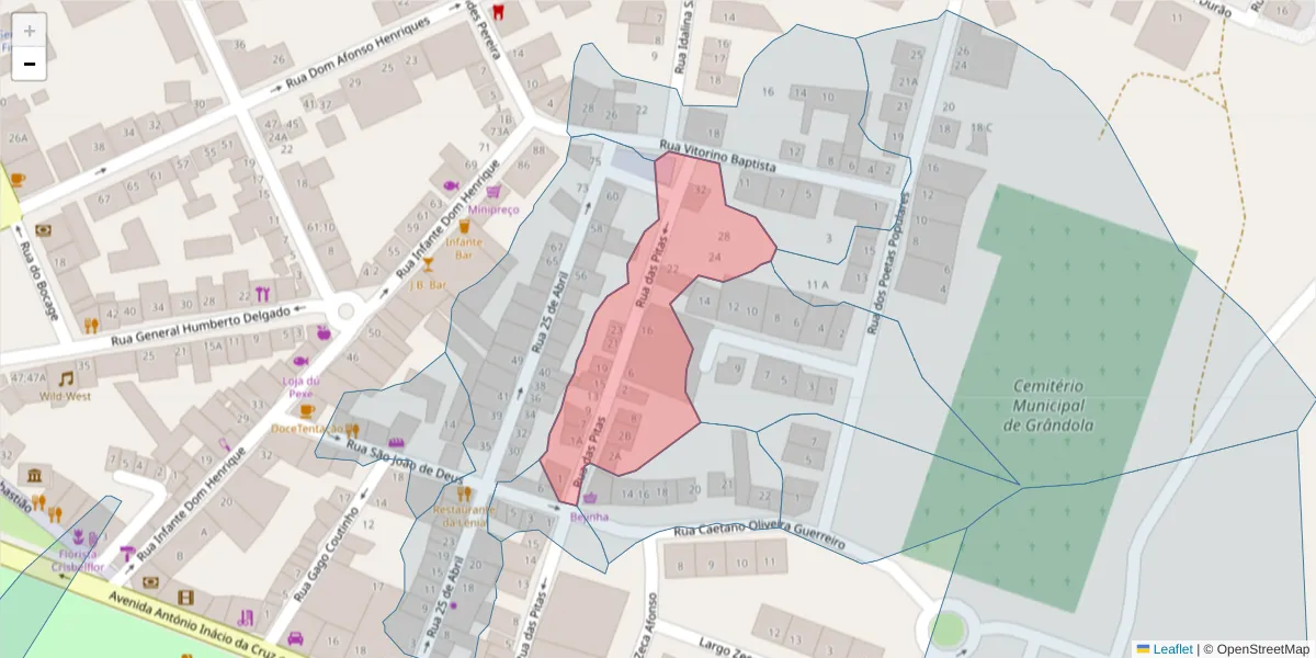 Mapa detalhado do código postal 7570-226 com limites, códigos postais vizinhos e agências dos correios