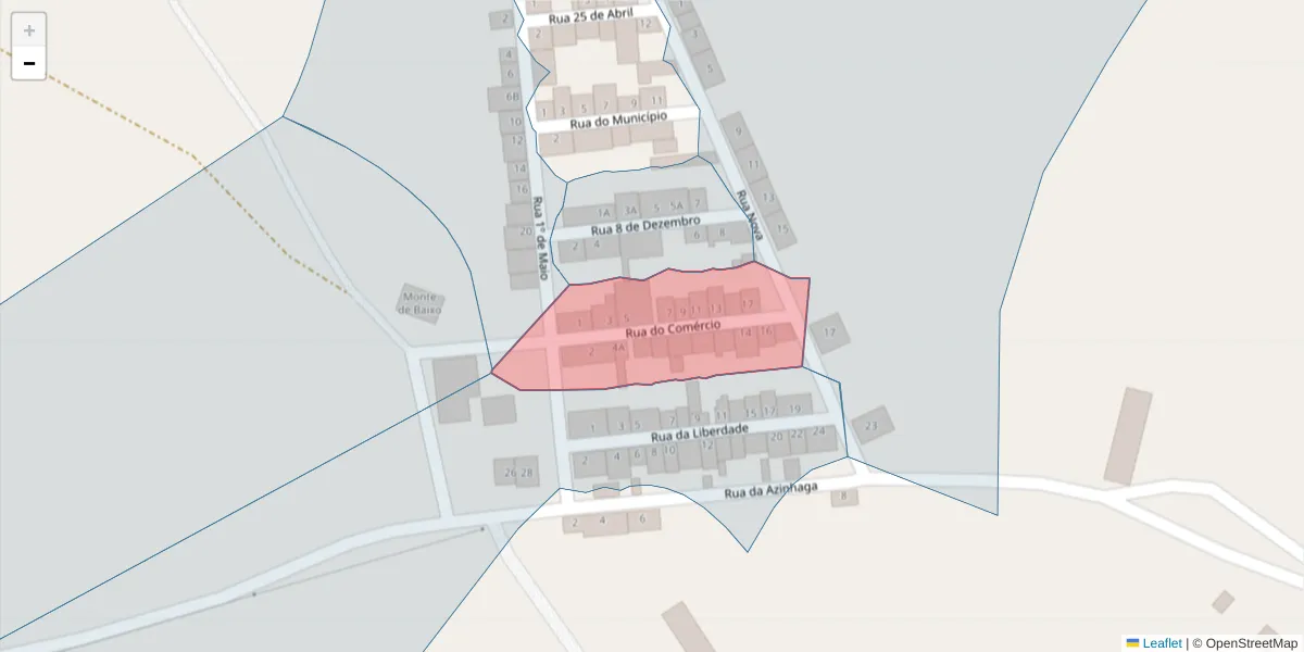 Mapa detalhado do código postal 7570-232 com limites, códigos postais vizinhos e agências dos correios