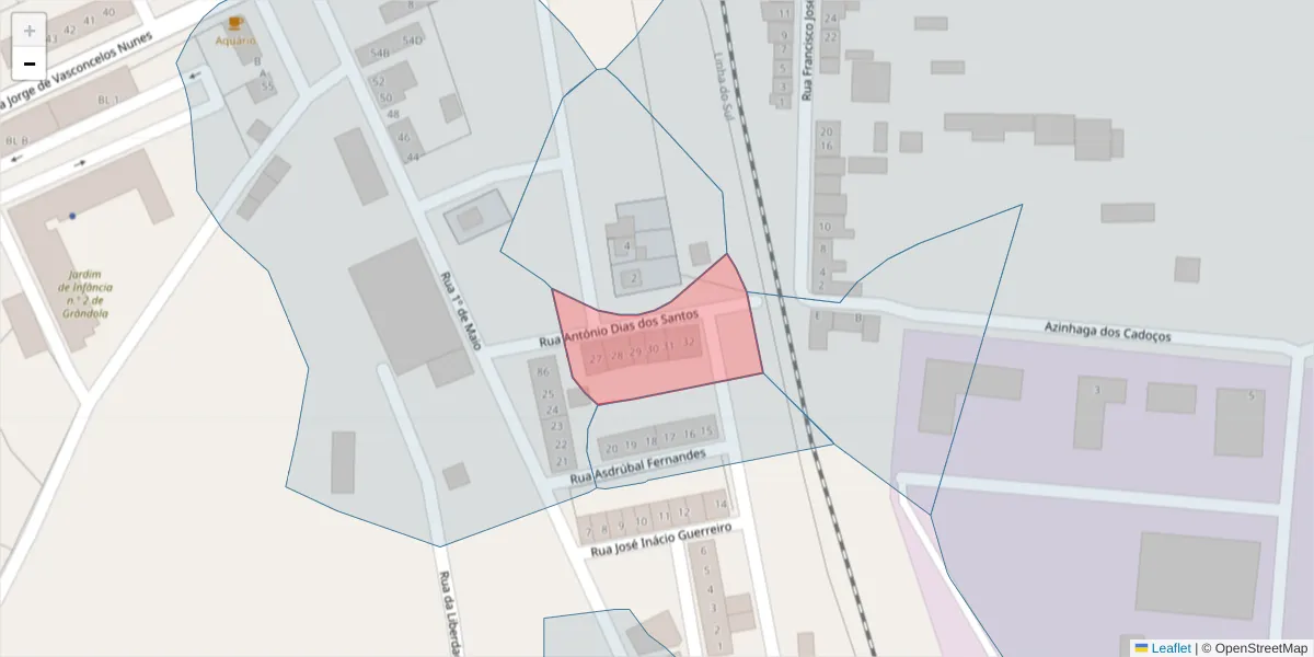 Mapa detalhado do código postal 7570-235 com limites, códigos postais vizinhos e agências dos correios