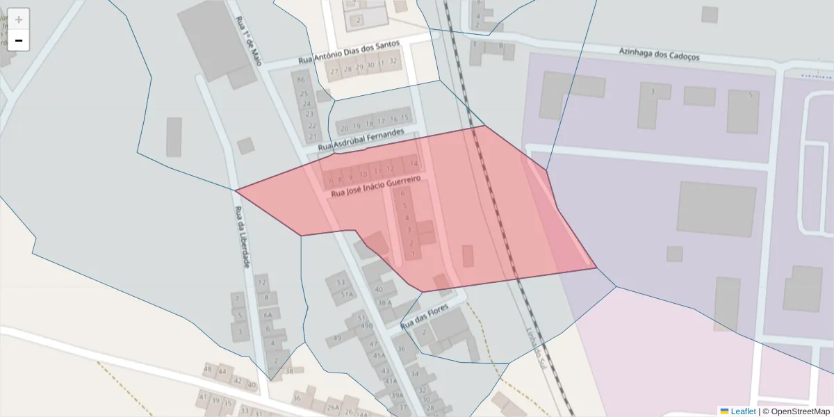 Mapa detalhado do código postal 7570-246 com limites, códigos postais vizinhos e agências dos correios