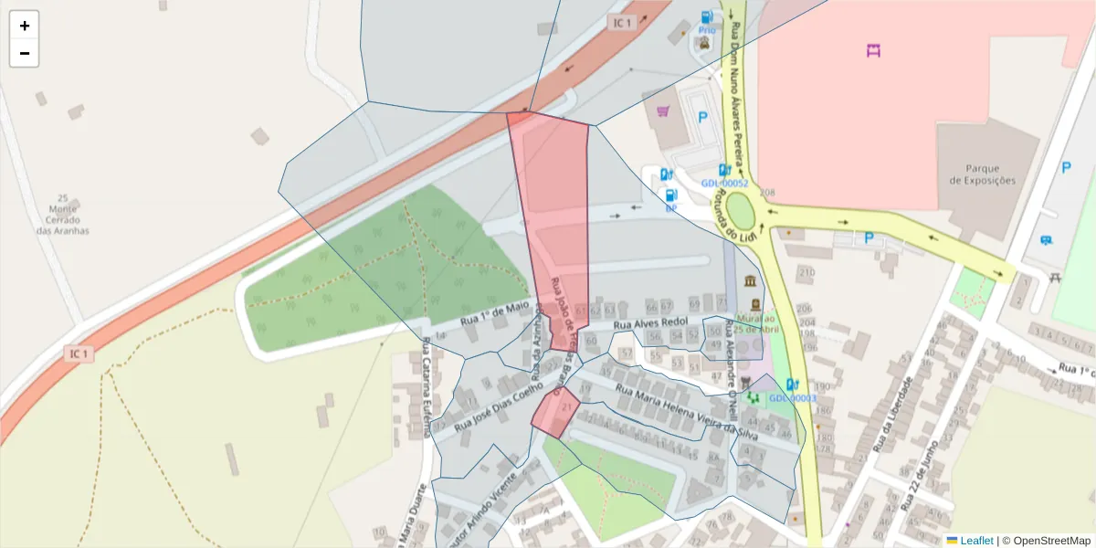 Mapa detalhado do código postal 7570-273 com limites, códigos postais vizinhos e agências dos correios