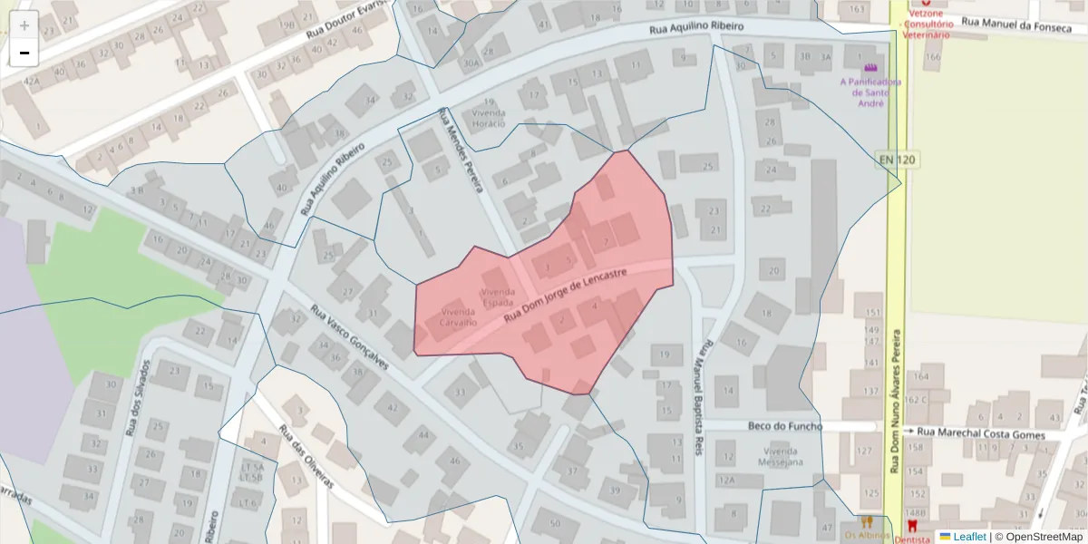 Mapa detalhado do código postal 7570-277 com limites, códigos postais vizinhos e agências dos correios