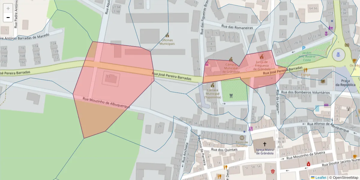 Mapa detalhado do código postal 7570-281 com limites, códigos postais vizinhos e agências dos correios