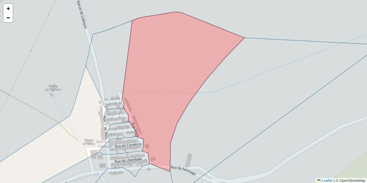 Mapa detalhado do código postal 7570-294 com limites, códigos postais vizinhos e agências dos correios