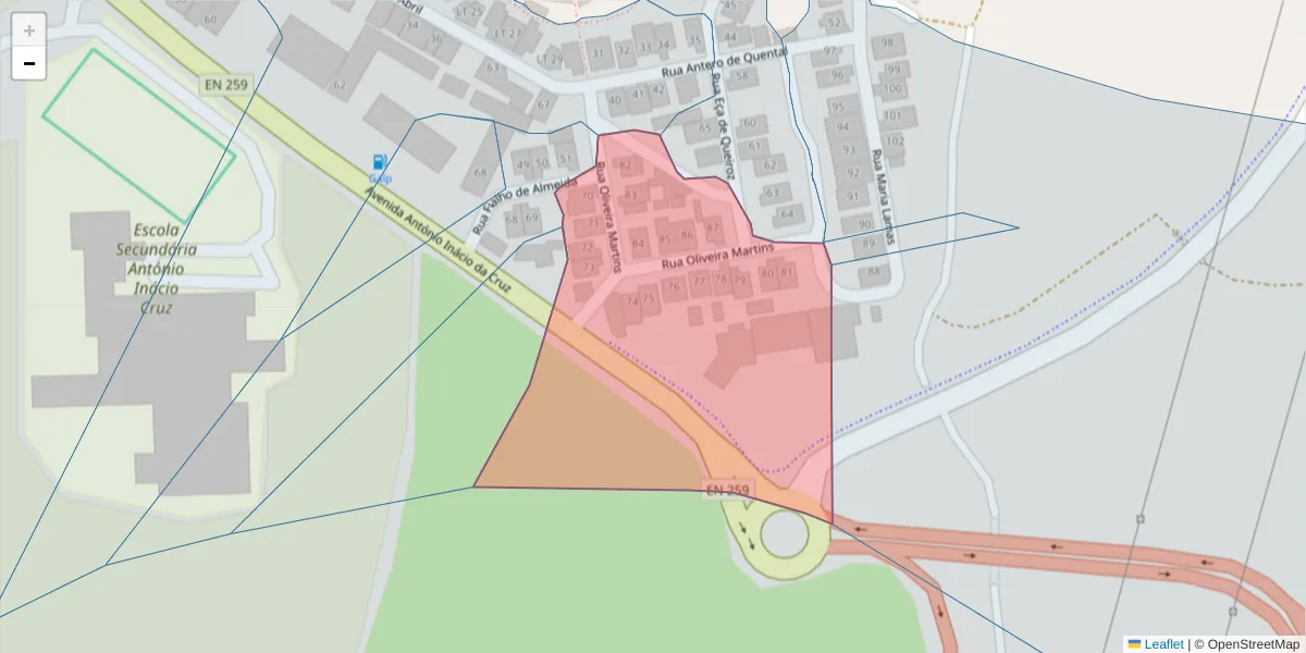 Mapa detalhado do código postal 7570-295 com limites, códigos postais vizinhos e agências dos correios