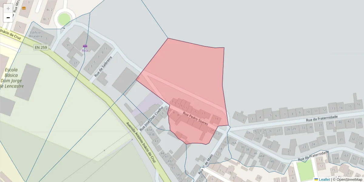 Mapa detalhado do código postal 7570-299 com limites, códigos postais vizinhos e agências dos correios