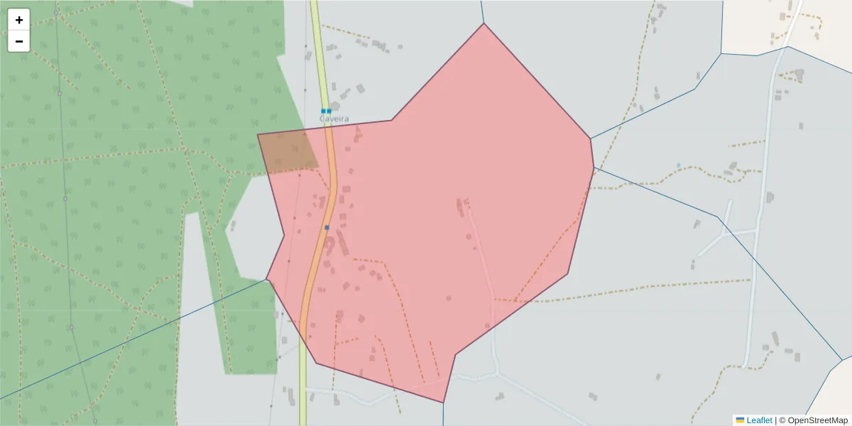 Mapa detalhado do código postal 7570-454 com limites, códigos postais vizinhos e agências dos correios