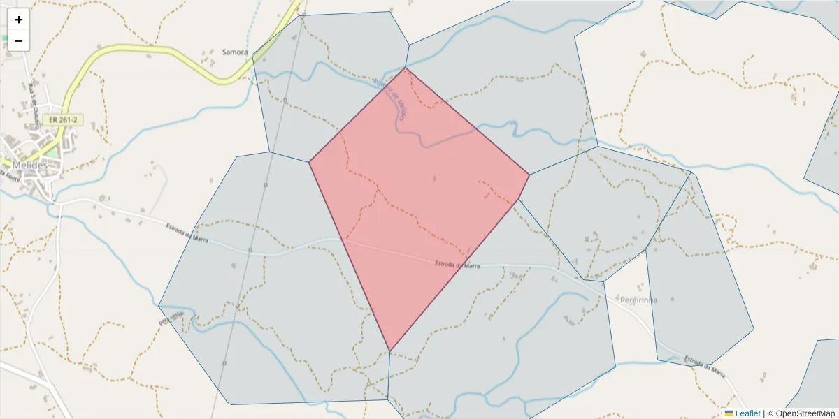 Mapa detalhado do código postal 7570-493 com limites, códigos postais vizinhos e agências dos correios