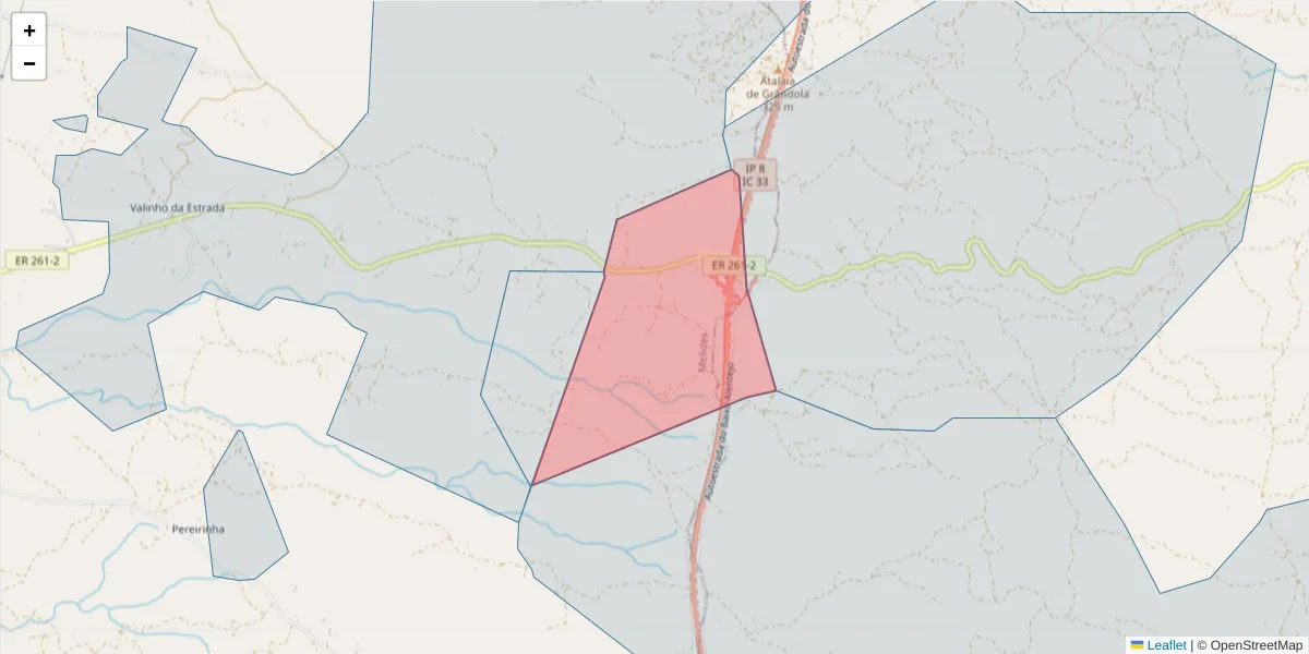Mapa detalhado do código postal 7570-664 com limites, códigos postais vizinhos e agências dos correios