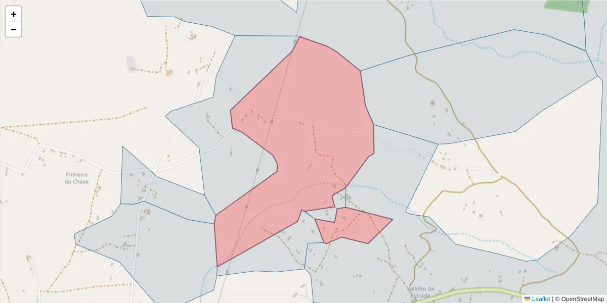 Mapa detalhado do código postal 7570-714 com limites, códigos postais vizinhos e agências dos correios