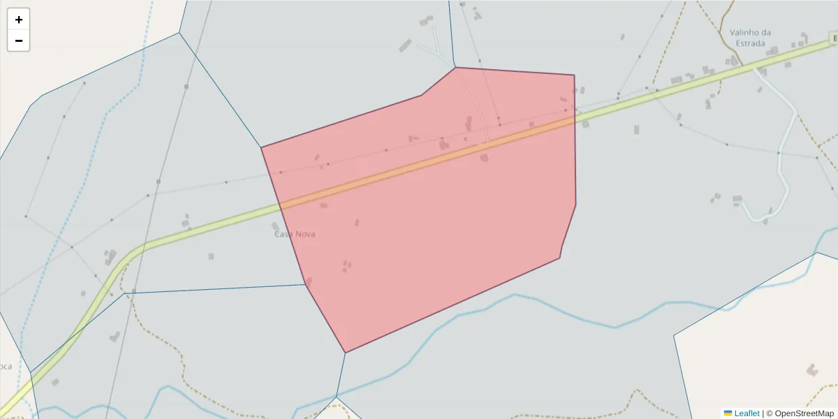 Mapa detalhado do código postal 7570-757 com limites, códigos postais vizinhos e agências dos correios