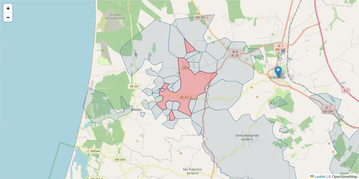 Mapa detalhado do código postal 7570-769 com limites, códigos postais vizinhos e agências dos correios