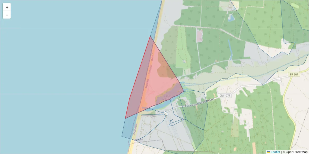 Mapa detalhado do código postal 7570-775 com limites, códigos postais vizinhos e agências dos correios