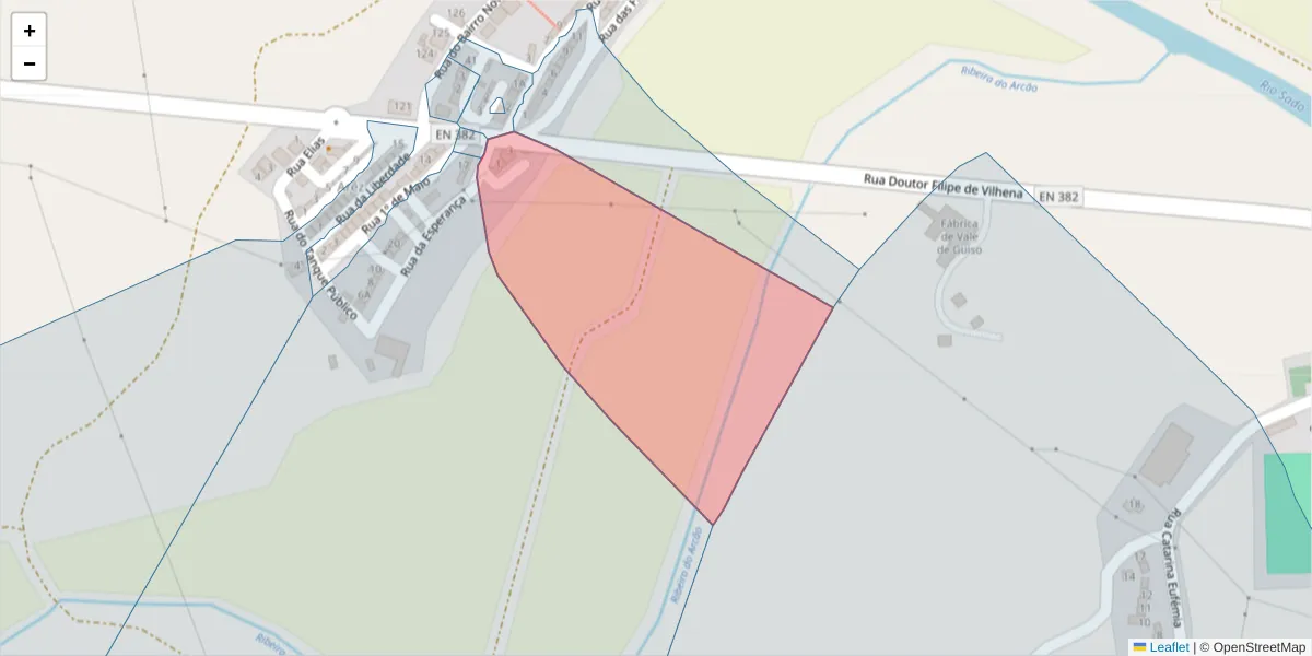 Mapa detalhado do código postal 7580-016 com limites, códigos postais vizinhos e agências dos correios