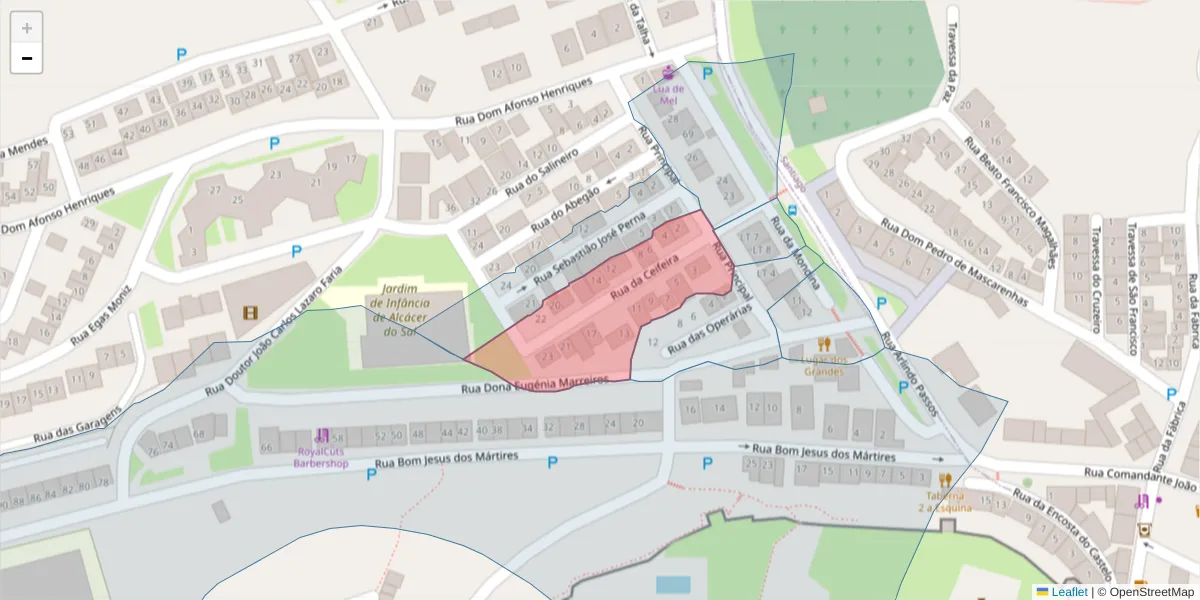 Mapa detalhado do código postal 7580-017 com limites, códigos postais vizinhos e agências dos correios