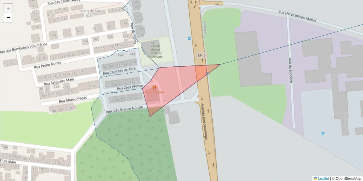 Mapa detalhado do código postal 7580-022 com limites, códigos postais vizinhos e agências dos correios