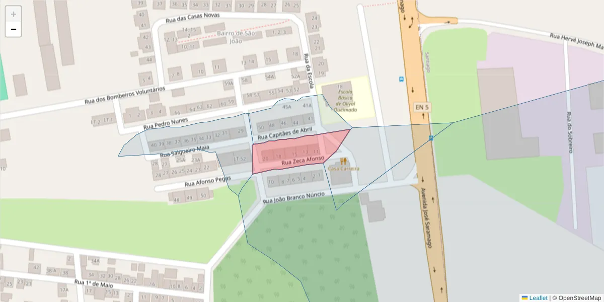 Mapa detalhado do código postal 7580-032 com limites, códigos postais vizinhos e agências dos correios